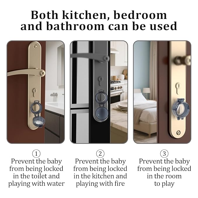 2 Pack Deadbolt Child Safety Lock Cover - Child Proof Deadbolt Cover & Door Knob Protector, Deadbolt Lock Cover for Kids, Prevents Accidental Locking (Fits Standard Locks) (Black)