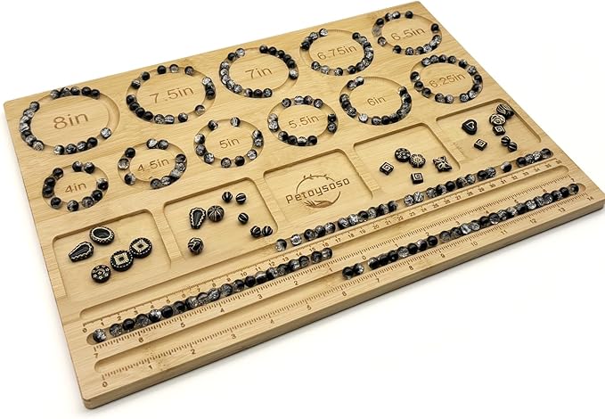 Petoysoso Bead Boards for Jewelry Making, Thicken Bamboo Beading Board for Jewelry Bracelet Making, Bracelet Bead Board, Bracelet Bead Board for Bracelet, Jewelry Making Supplies 15.3x 11.2x0.5 Inches