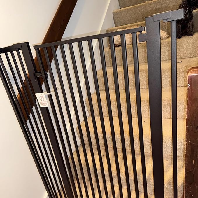 55.1 Inch Tall Baby Gate Auto Close Dog Gate Adjustable 29.92"- 48.03" Wide Pressure Mounted Walk Through Swing Pet Gate for Doorways (Black, 29.92"- 48.03")