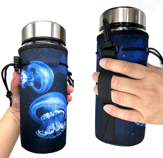 Neoprene Bottle Sleeve, Portable Insulator Cover for 18-20 Oz Water Bottle (Jellyfish)