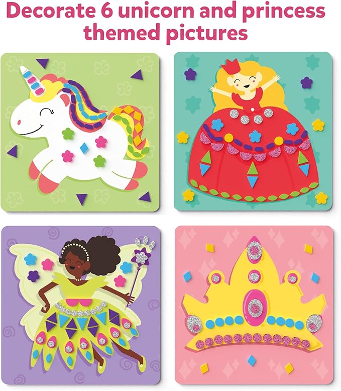 Skillmatics Foam Sticker Art Activity - Unicorns & Princesses, Mess-Free Fun for Kids, 800+ 3D Foam Stickers, DIY Felt Craft Kits, Gifts for Girls & Boys Ages 3, 4, 5, 6, 7