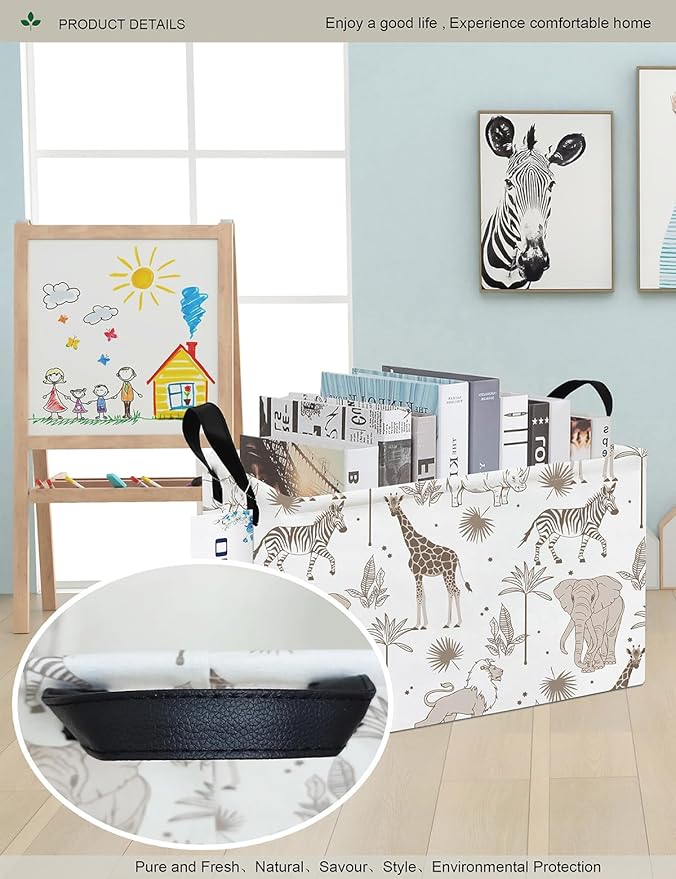 Rectangular Folding Laundry Basket,waterproof Canvas Basket,gift basket,Suitable for children's room,Office,Clothes,Toys Storage(Animals)