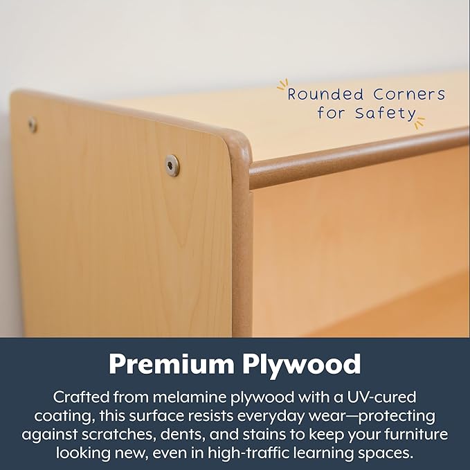 Angeles Value Line 10 Section Wall Locker, Classroom Shelves and Daycare Furniture, Cubby Storage Organizer with Hooks, 48" L x 12" W x 19" H