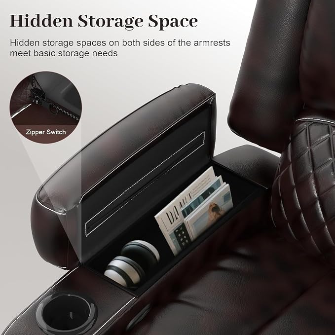 Yolsali Manual Reclining Sectional Sofa Set, 6 Seats Soft Leather Recliner - Image 8