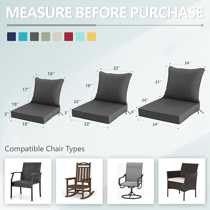 24x24 Inch Outdoor Chair Cushion - Image 7