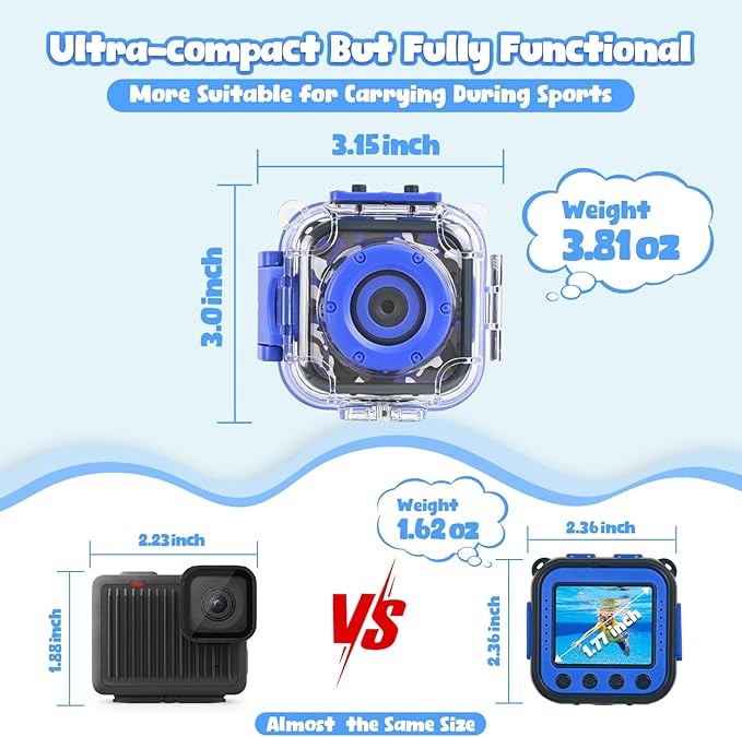 PROGRACE Kids Waterproof Camera for Boy Toys -Waterproof Digital Camera Underwater Video Cameras for Boys Kids Age 3-14 Year Old Birthday Presents with 32GB Card