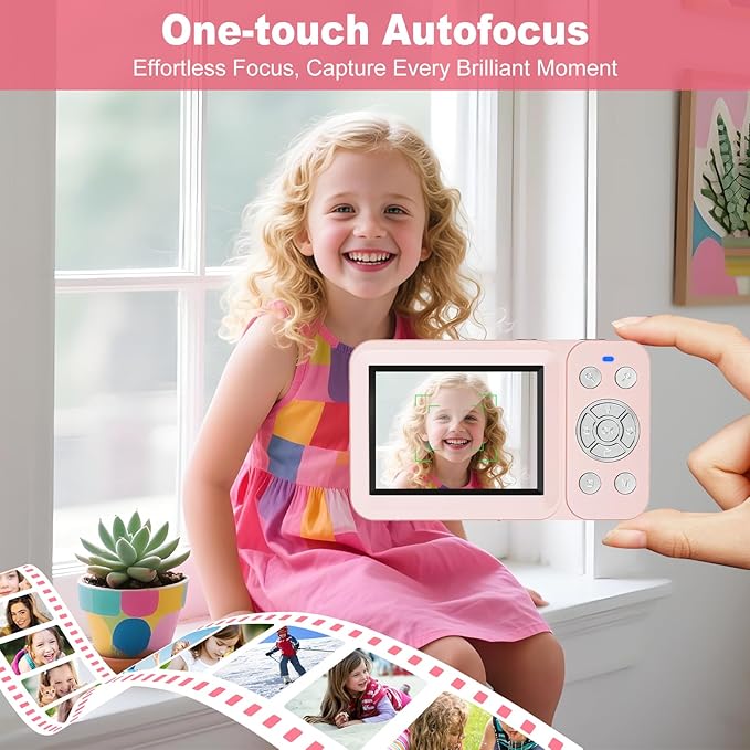 Digital Camera, 4K 64MP, 18X Zoom, Point and Shoot Digital Camera with 64GB TF Card & 2 Batteries, Portable Rechargeable Small Camera for Kids Teens Adult, Pink