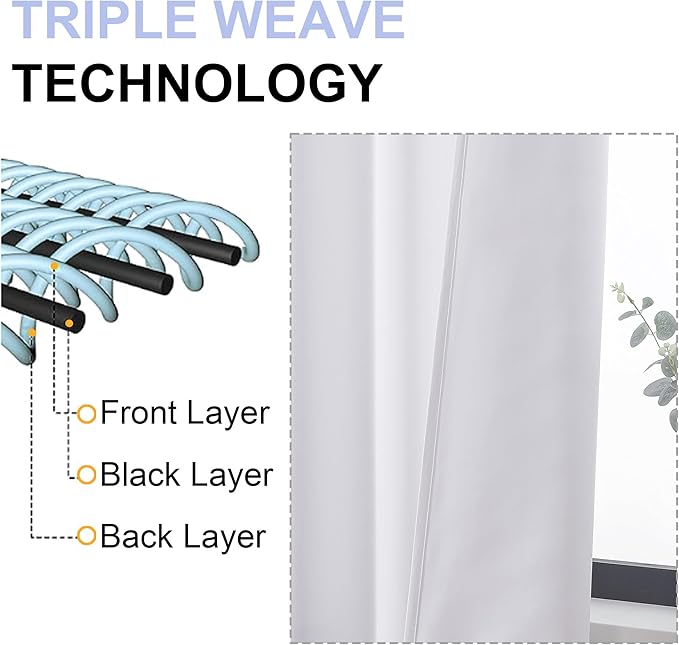 Simplebrand Ava Pure White Curtains for Bedroom 96 Inches Long 2 Panels Set, Elegant Light Filtering Living Room Curtain Drapes, Soft Casual Rod Pocket Privacy Curtains, W50 x L96 Inch, White