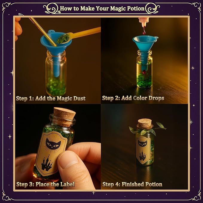 AMIZEY Fairy Potion Kit for Kids with Crystal Growing Toy - 20 Bottles - Gifts for Girls Ages 6-12