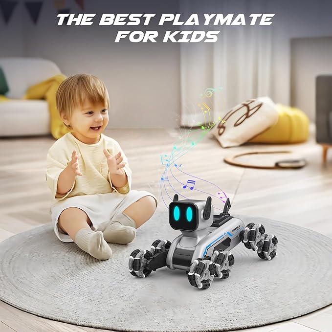 Robot Dog RC Stunt Car Toys - Gesture Sensing Remote Control car with Mecanum Wheels, LED Eyes, 3 Sound Effects, Birthday Gift for Kids Boys Girls