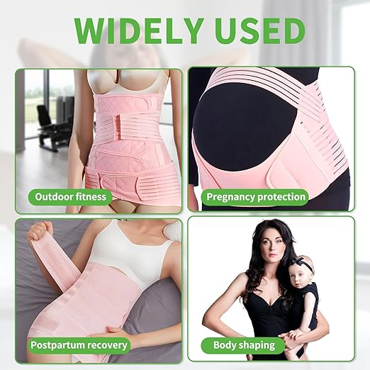 2 in 1 Postpartum Belly Band Wrap Pink, C-Section Support Belt Large, Post Partum Support Recovery Waist/Pelvis Belt, Hysterectomy Belly Band Binder Girdle Stomach