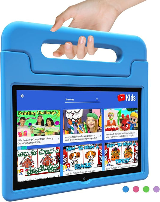 Kids Tablet, 10.1 Inch Tablet for Kids Android 14, 64GB Octa-Core, WiFi, Big Battery, Kids Space, Parental Control 1280 * 800 HD Display Children Tablets Blue