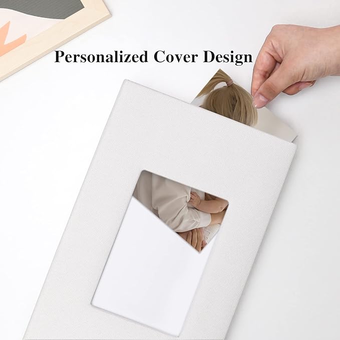 Vienrose Linen Photo Album 300 Pockets for 4x6 Photos Fabric Cover Photo Books Slip-in Picture Albums Wedding Baby White