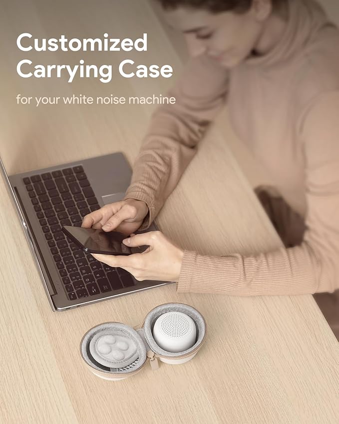 Carrying Case for Babelio White Noise Machine, Mini Sound Machine Protective Compact Traveling Storage Bag, Scratches Shockproof Waterproof (Only Case) (Beige, S)