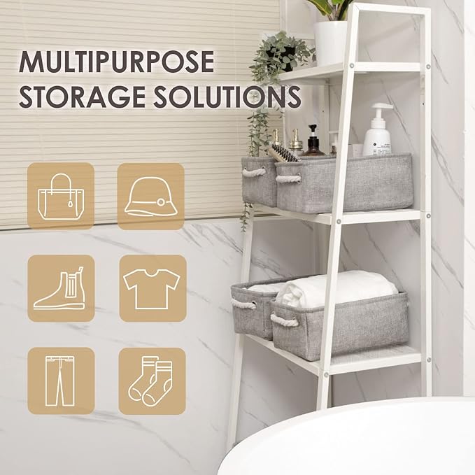 TheWarmHome Storage Bins for Shelves - 11.8x7.9x5.2 inch Grey Small Storage Baskets for Organizing, Fabric Storage Cubes Closet Organizer for Home Nursery Gift Decorative (Gray)