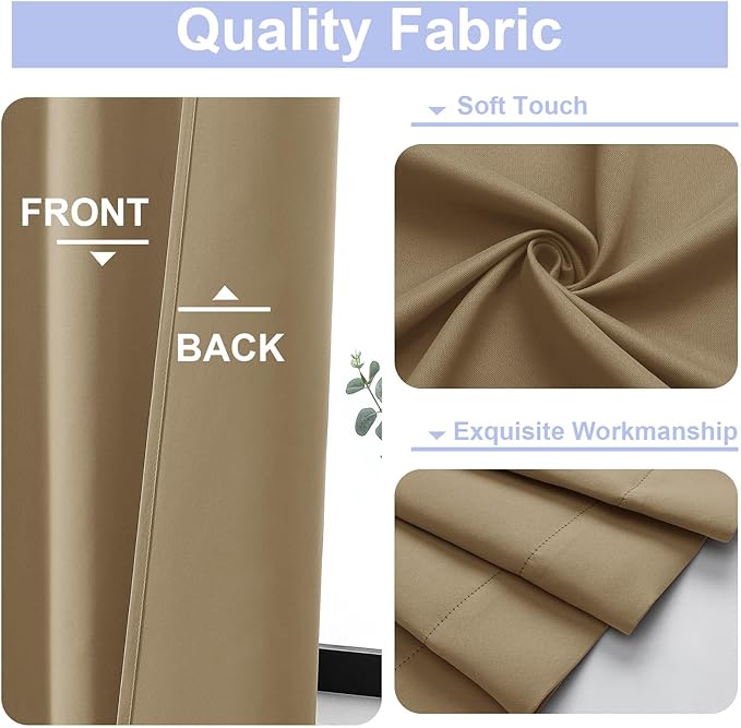 Simplebrand Taupe Blackout Curtains for Bedroom 96 Inches Long 2 Panels, Solid Thermal Insulated, Energy Saving Living Room Window Treatment Curtains Blackout Drapes, W50 x L96 Inch, Taupe