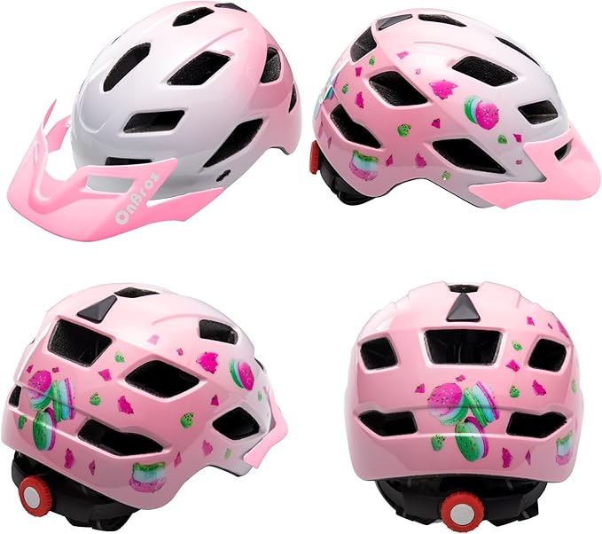 OnBros Kids Bike Helmet - Bike Helmets for 5-14 Boys or Girls with Visor, Children Bicycle Helmet for Skateboard Mountain Scooter Road Cycling, Lightweight and Adjustable 50-57CM