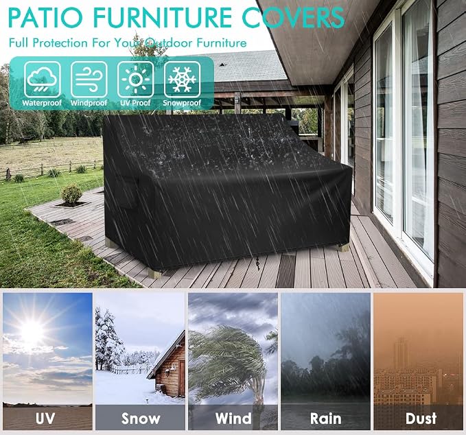 WLEAFJ Patio Sofa Cover Waterproof, Outdoor Loveseat Cover, Heavy Duty Outdoor - Image 5
