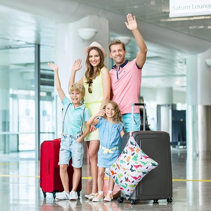 Shappy 2 Pcs Large Travel Laundry Bag Washable Waterproof Wet Dry Large Dirty Clothes Bag Bathing Workout(Dinosaur Style)