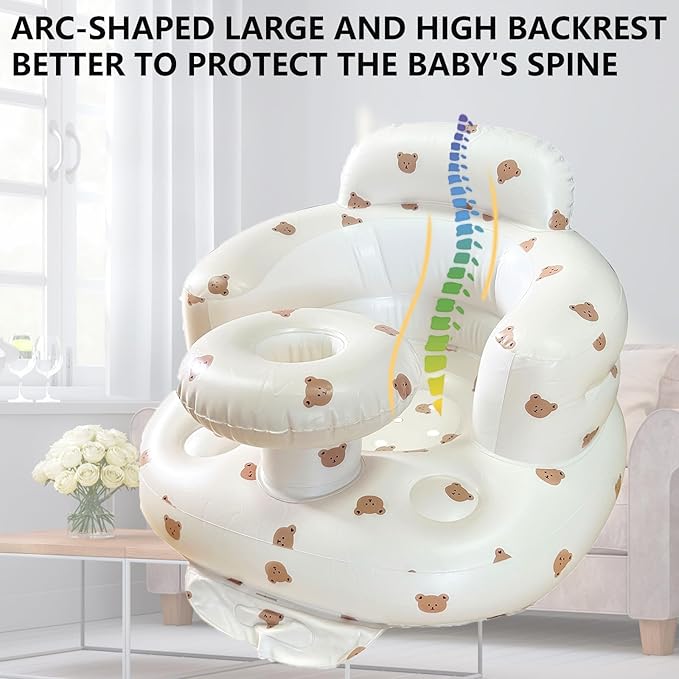 Little Angels Inflatable Seat with Tray for Toddlers 3-36 Months, Built-in Air Pump, Summer Baby Support Chair for Sitting Up