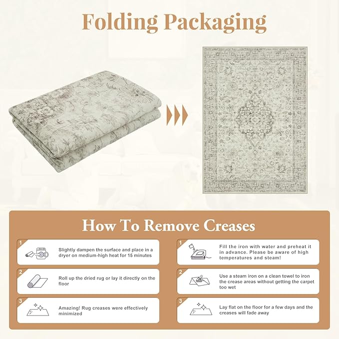 LIVEBOX Washable Rug 2x3 Kitchen Mats for Floor Entryway, Non Slip Front Door Mat for Bathroom Hallway, Boho Low-Pile Small Carpet Farmhouse Throw Indoor Rugs for Bath Sink, Taupe