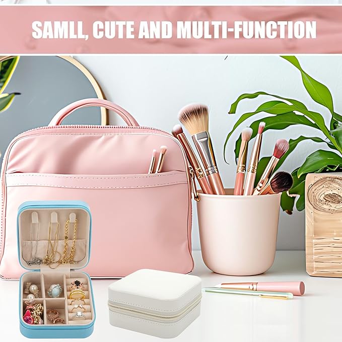 Bridesmaid Proposal Gifts Letter Cosmetic makeup bag bulk for Wedding Party Favors Bachelorette party decorations Toiletry Organizer Bag Makeup Case Gift (6, White&SkyBlue)