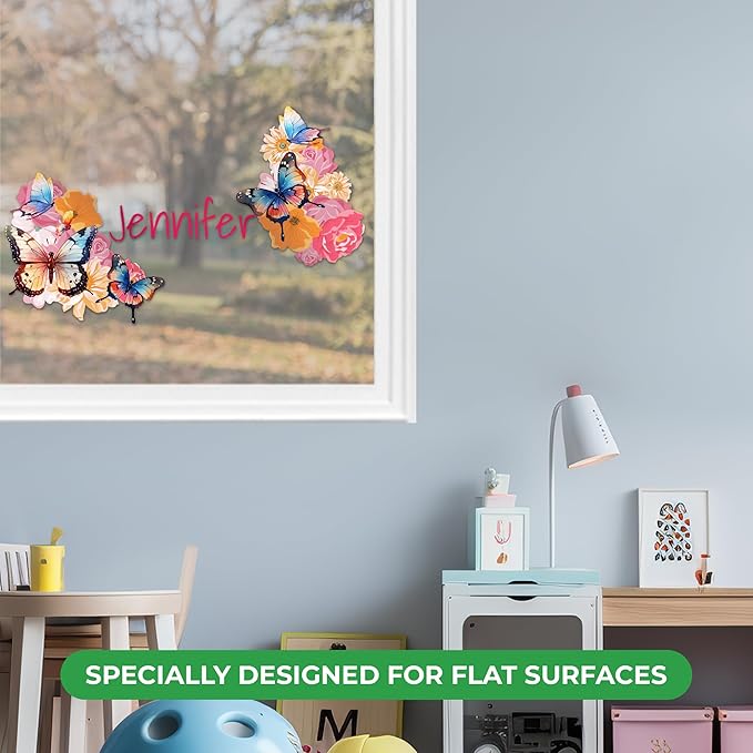 Personalized Name Butterfly Wall Decal for Girls Room and Baby Nursery - Pink Decorations for Birthday (C. Garden Butterflies)