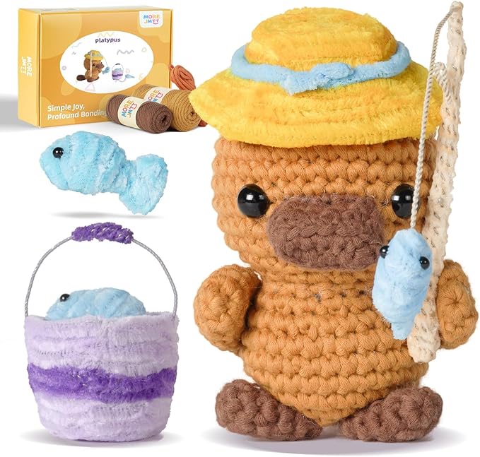 MOREJMTT Crochet Kit for Beginners Animal,Crochet Animal Kits,Crocheting Kit for Starters,Learn to Crochet with Step-by-Step Video Tutorials,Beginner Crochet Kits for Adults(Platypus)