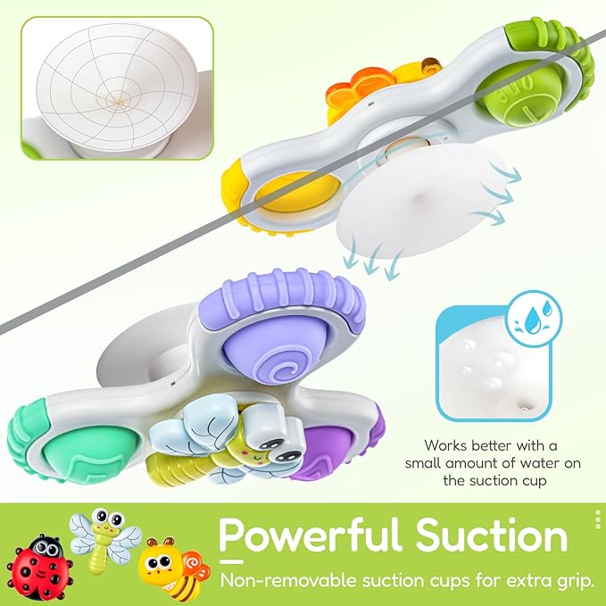 ALASOU 3PCS Pop Suction Cup Spinner Toys for 1 Year Old Boy Girl|Novelty Spinning Tops Toddler Toys Age 1-2|Sensory Baby Bath Toy for Toddlers 1-3|12 18 Months Boy Birthday Gift for Infant