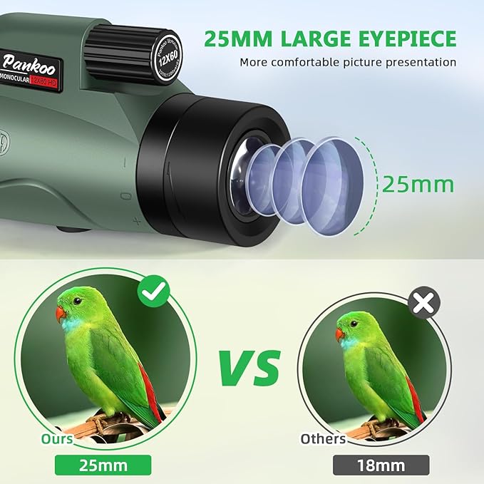 Pankoo 12x60 HD Monocular Telescope for Adults | Comes with Smartphone Adapter Tripod Hand Strap | Suitable for Bird Watching Sports Hiking Traveling