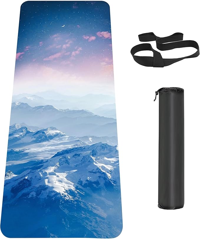 Non Slip Yoga Mat TPE Workout Mat for Men Women, Thick Workout Mat with Carrying Strap, Fitness Mats for Exercise, Yoga, Fitness, Pilates, Floor Workouts (72" x 24" x 6mm)