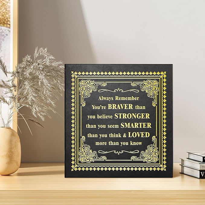 Inspirational Leather Photo Album,Magnetic Self-Stick Page Photo Album,Family Album,Hand Made DIY Albums Holds 3x5, 4x6, 5x7, 6x8 Photos (black-always remember)