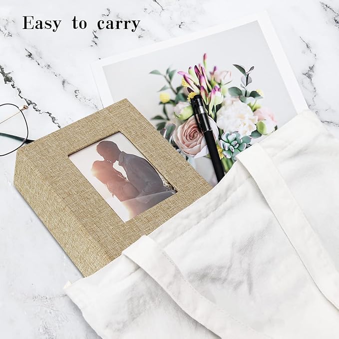 Vienrose Photo Album 4x6 100 Pages Photos Linen Cover Picture Book with Front Window for Baby Wedding Children