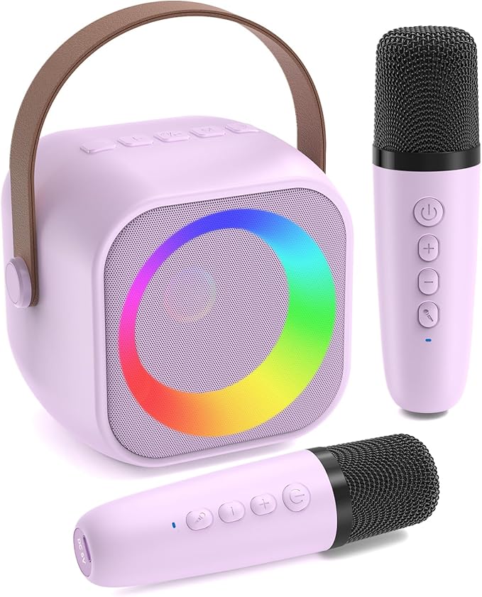 Karaoke Machine for Kids, Toys for 3-12 Years Old Girls Gifts, Kids Karaoke Microphone Machine Toy, Best Fun Christmas Birthday Gifts for 5 6 7 8 9 10 11 Years Teens Girl Boys Purple 2 Mic