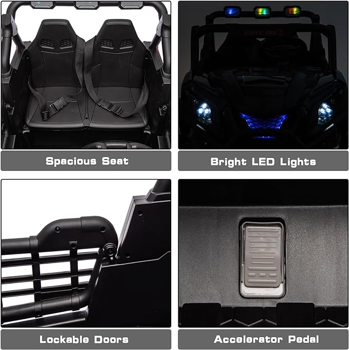 4WD Ride On Car with Remote Control,24V 2Seater Kids Electric Toy Off-Road Truck for Kids,Ride on Buggy for Side by Side(Blue)