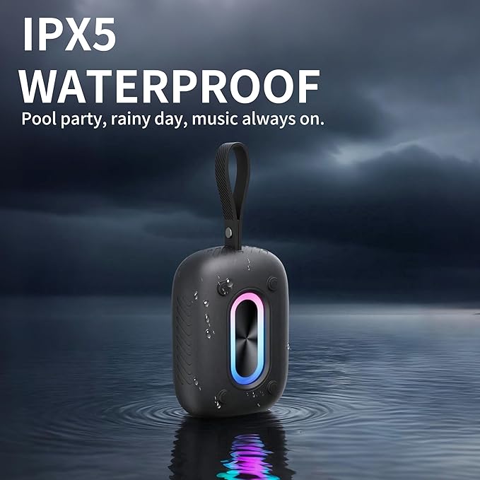 Waterproof Shower Bluetooth Speaker, Durable & Portable with Clear Sound, Ideal for Shower, Pool, Beach & Kayaking, BT 5.3 –Black