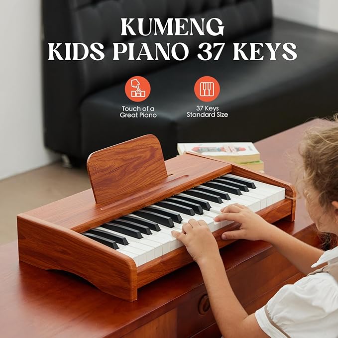 Kids Piano Keyboard, 37 Keys Digital Piano for children, Toddler Music Educational Instrument Toy Wood Piano for 3+ Girls and Boys