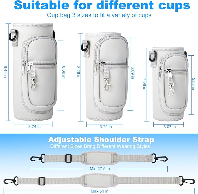 Water Bottle Holder with Strap for Hydroflask 32oz 40oz, Carrier Sling Bag with Phone Pocket Sleeve for Men Women Hiking Camping Travelling