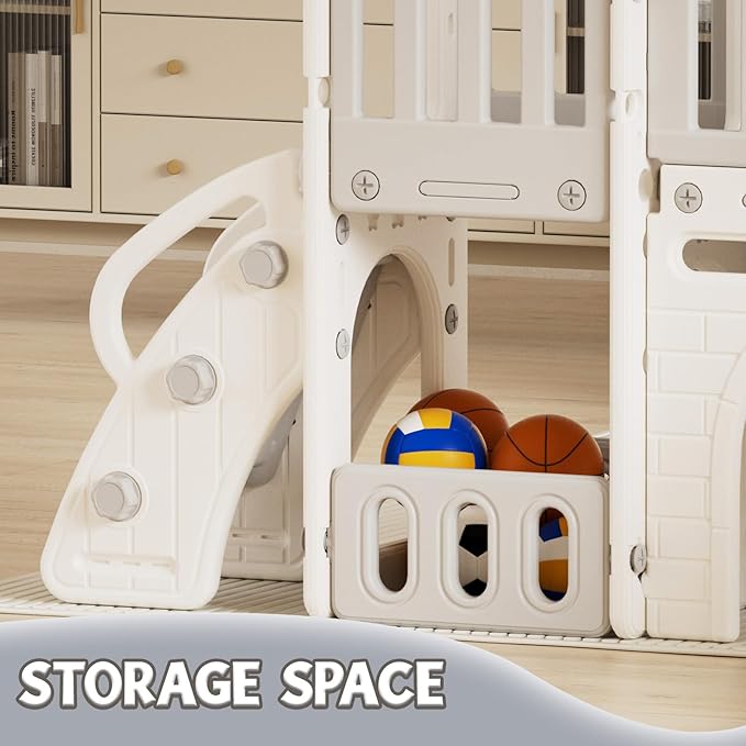 XJD 9 in 1 Toddler Slide Set, Kids Slide for Toddlers Age 1+, Toddler Climber Slide PlaySet with Basketball Hoop and Ball,Outdoor Indoor Playground for Toddlers 1-3 (Gley)