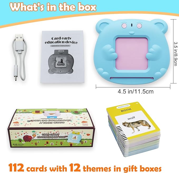 MAYAPHILOS Russian and English Bilingual Talking Flash Cards with 224 Sight Words Fun Russian Language Learning Toys for Kids, Audible Pocket Speech for Toddlers Preschool Birthday