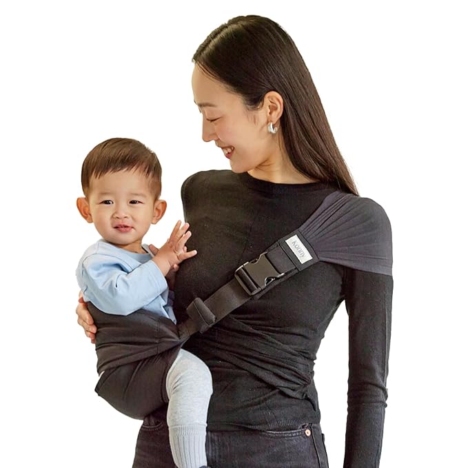 Konny Baby Carrier Hip Seat, Dual Support IHDI Certified with Two Safety Pads, Adjustable Wraps Sling Wearable One Size Fits All, Baby Essentials for 6 to 48 Months up to 44 lbs- Black