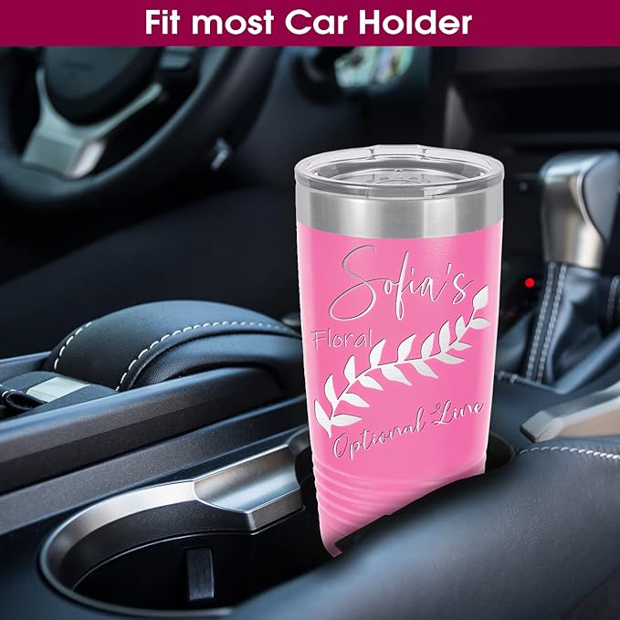 Personalized Tumbler for Women, Customized Coffee Travel Mug, Engraved Monogram Initial, Valentine’s Day Gift, Birthday Gift Idea, Keep Drinks Cold and Hot (Pink, 20oz)