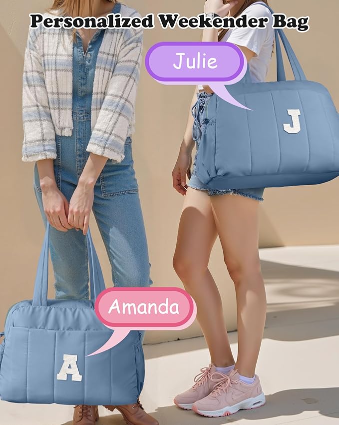 Initial Duffle Bag, Yoga Bags for Women，Overnight Bag with Wet Pocket，Lightweight Work Bags Personalized Gym Tote with Makeup Pouch-Gift for Women, Mom