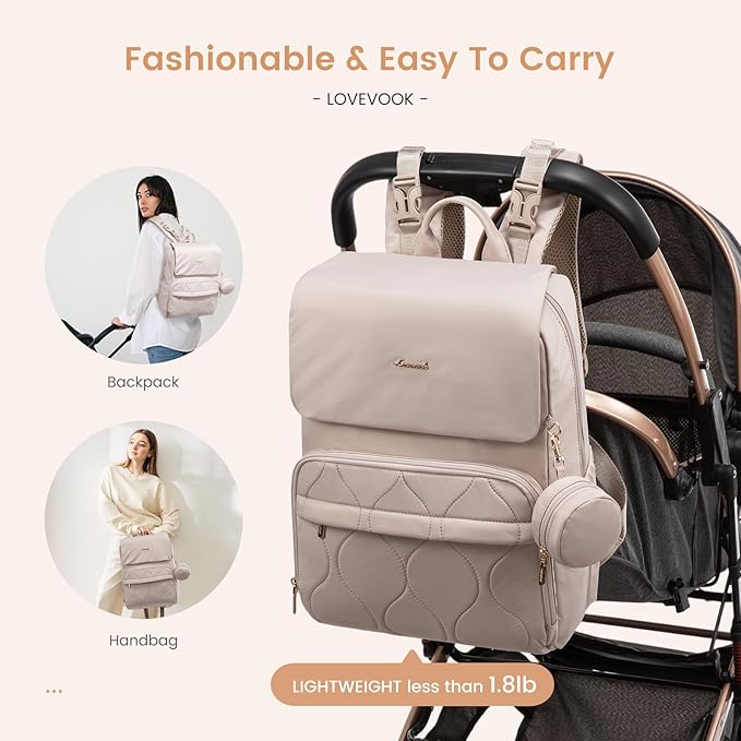 LOVEVOOK Diaper Bag Backpack, Baby Travel Bags for Boys & Girl, Toddler Waterproof Diaper Bag w/Changing Pad, Stroller Straps, Pacifier Case, Newborn Essentials Must Haves Mom