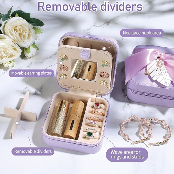 AYGXU Travel Jewelry Box for Women and Girls - Small Case With Initial A-Z - Teacher Gifts