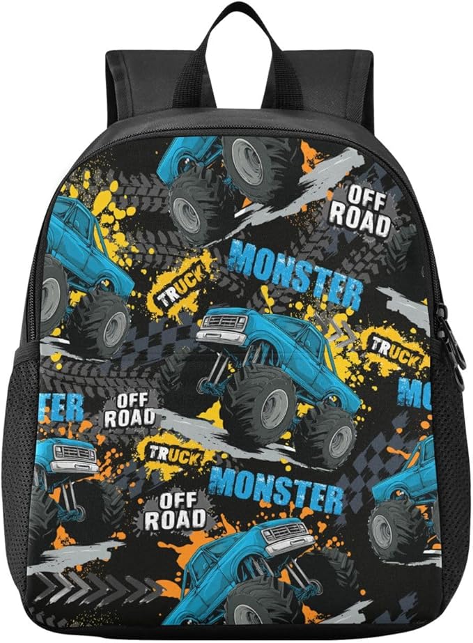 Monster Truck Toddler Backpack Waterproof Mini Backpack Boys/Girls Cute Small Kindergarten Pre School Bag
