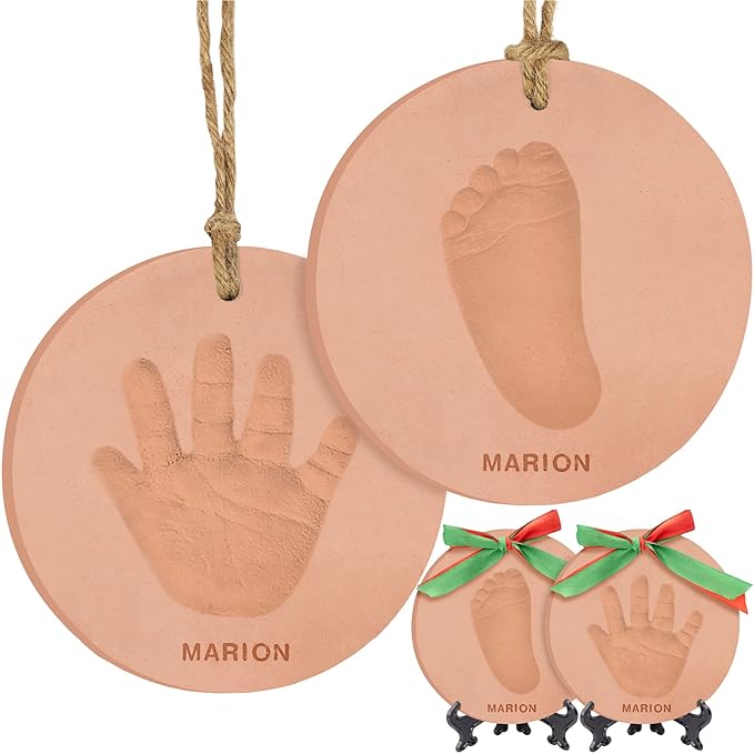 Baby Hand and Footprint Kit Girls, Boys - Personalized Baby Footprint Ornament Kit, Newborn Keepsake Gifts for New Mom, Easy to Use Handprint Makers, Cute Shower Gifts (Squash,Multi-Colored)