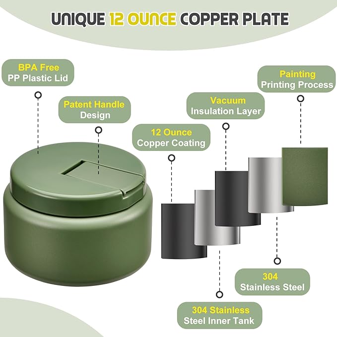 13.5oz Soup Thermo for Hot Food Kids with Buckle Lid Insulated Vacuum Food Jar Wide Mouth Leakproof Stainless Steel Lunch Container (Green)