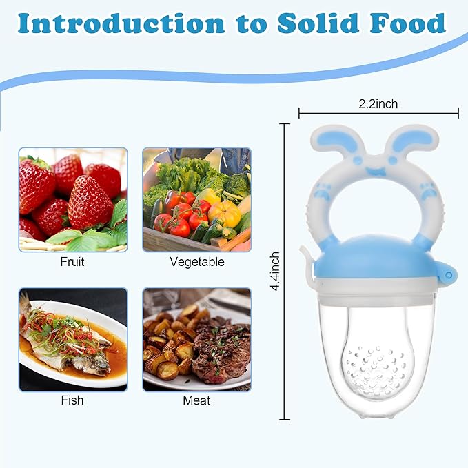 WAJIAYON Easter Bunny Baby Fruit Feeder/Food Feeder Pacifier - Infant Teething Feeders | Silicone Teether Feeder Babies | Easter Gifts for Boys and Girls | Food Pacifier for Babies-Rabbit