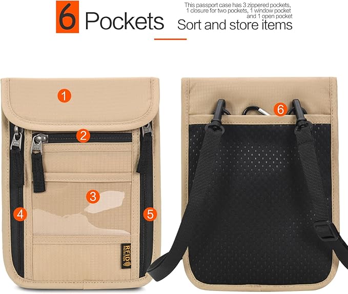 Neck Wallet Lightweight RFID Blocking Waterproof Travel Pouch for Women Men